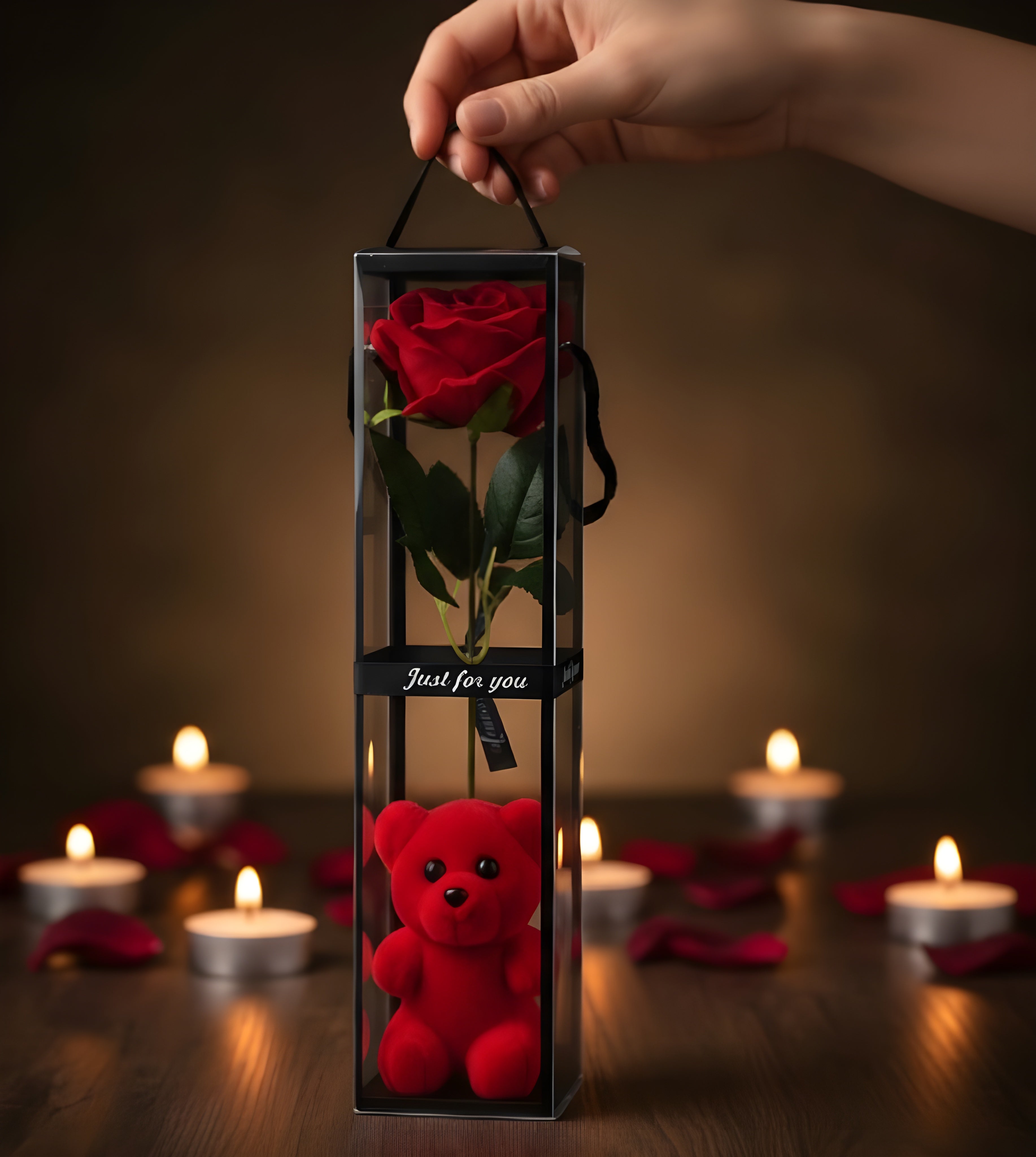 AYICIKLI ŞEFFAF KUTULU GÜL