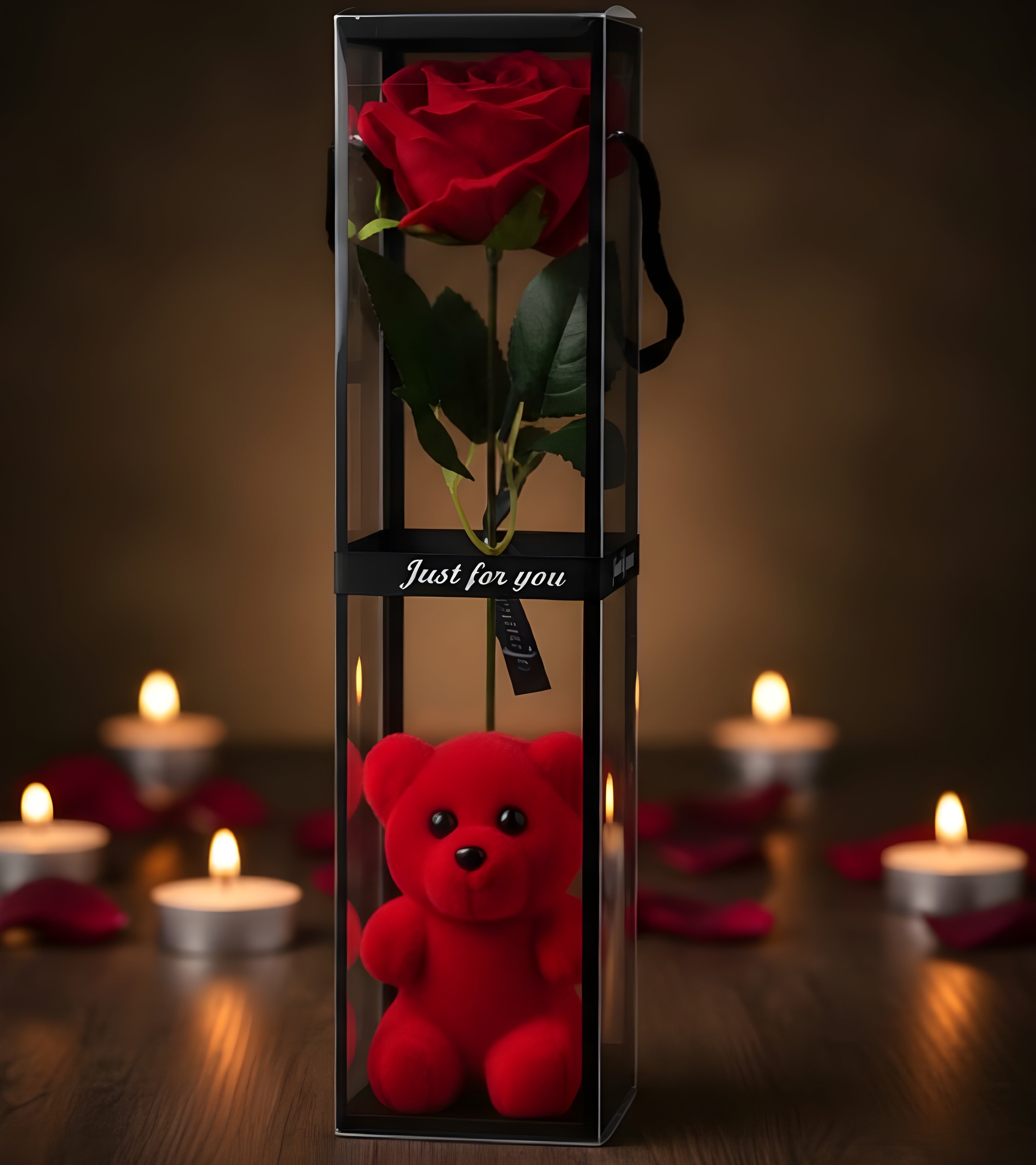 AYICIKLI ŞEFFAF KUTULU GÜL